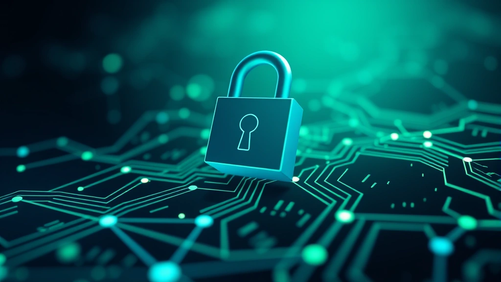 Digital security concept showing padlock and shield symbols over flowing data streams and network connections, cybersecurity protection visualization, dark blue and green color scheme