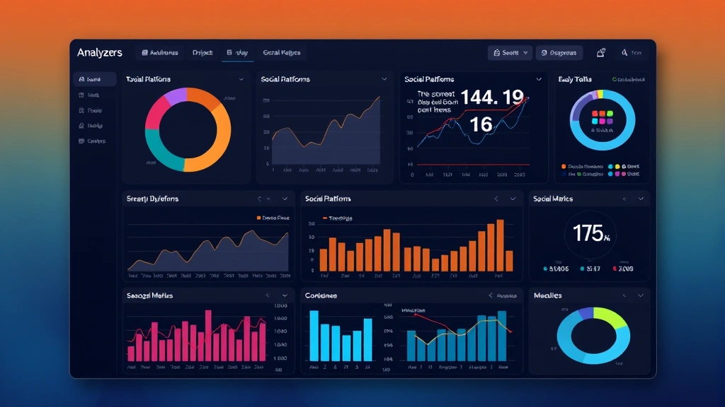 Digital media dashboard showing analytics, engagement metrics, social platforms interface, streaming statistics, audience data visualization, modern entertainment industry metrics display