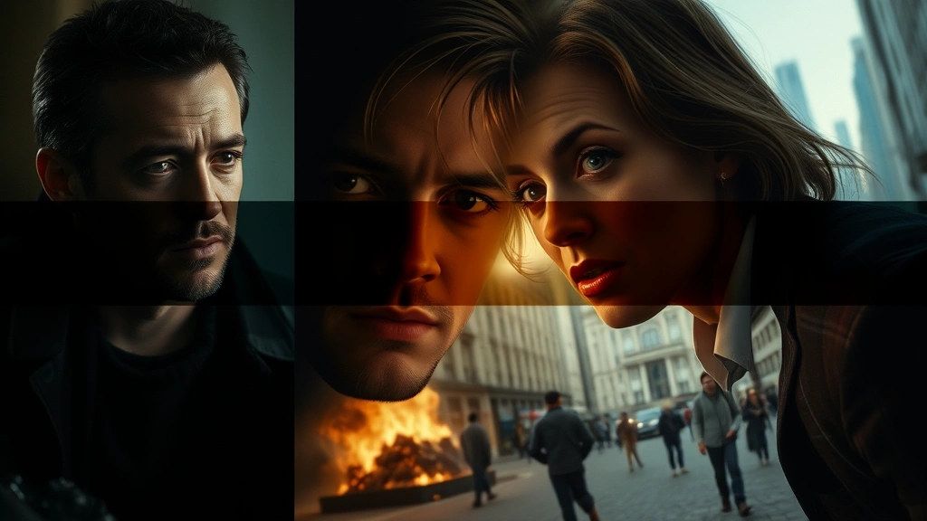 Split-screen artistic composition showing diverse film genres simultaneously: dramatic character moment, thriller scene, international cinema, all blended together with soft transitions, no dialogue bubbles or text overlays