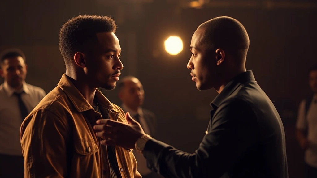Brandon T. Jackson in ensemble scene interaction, collaborative performance moment, warm professional lighting, authentic character engagement, contemporary film production aesthetic