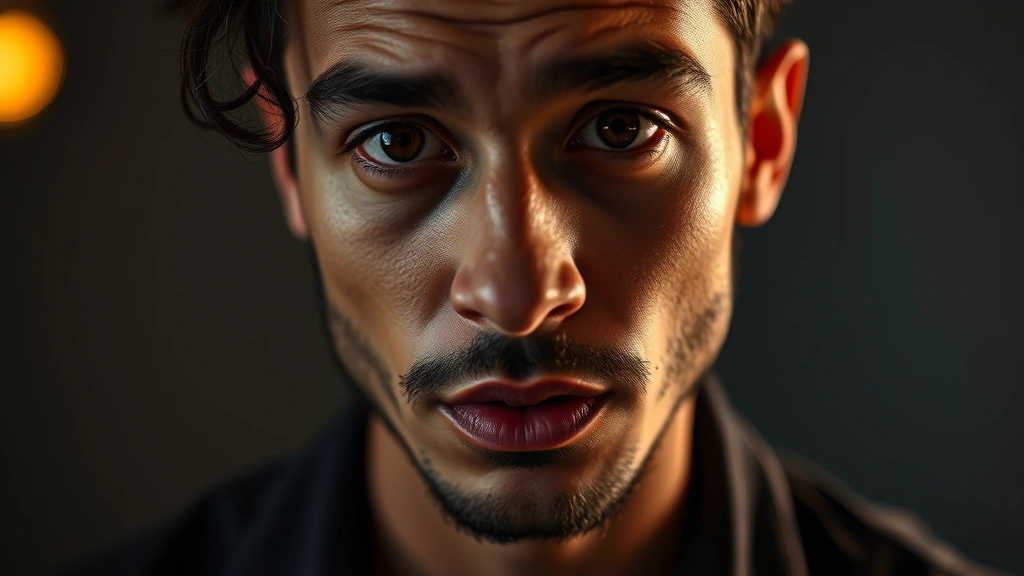 Close-up portrait of talented performer demonstrating range and emotional depth in controlled studio environment