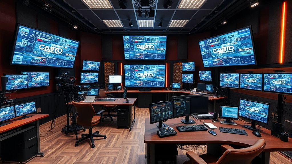 Modern television production control room with professional broadcasting equipment and technical setup, no visible screens or text