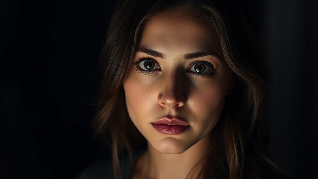 Professional female actor in dramatic lighting, mid-scene intensity, cinematic composition, moody color grading, depth of field, contemplative expression, film production quality, no visible text or screens