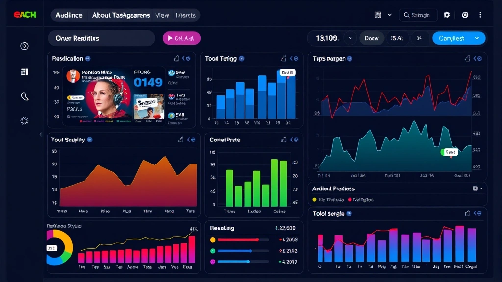 Digital media audience engagement dashboard displaying real-time reactions and sentiment analysis across multiple platforms, vibrant analytics visualizations, modern interface design, no text overlays or labels visible