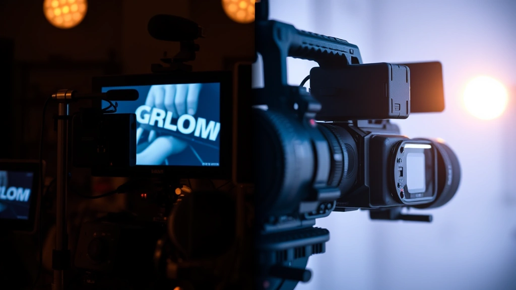 Split-screen concept showing television broadcast equipment on one side and film camera on other side, both in soft focus, dramatic lighting emphasizing contrast between mediums, professional production photography, no visible text or labels