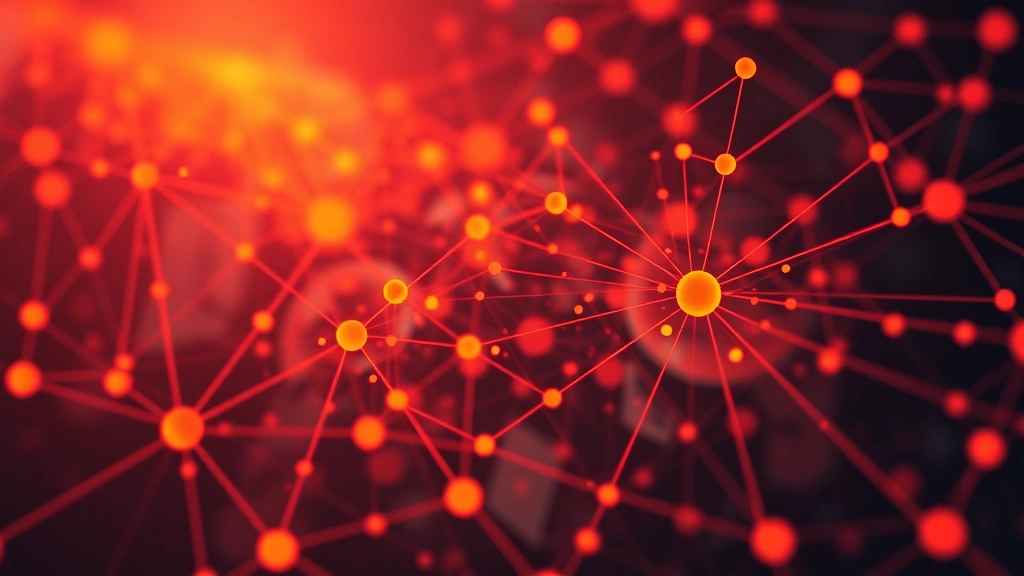 Abstract visualization of interconnected nodes and network pathways in orange and red tones, suggesting peer-to-peer file sharing networks and digital piracy infrastructure, digital art style, no visible text or interface elements