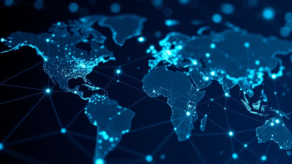 Close-up of a digital world map with interconnected nodes and glowing lines representing global streaming networks, server locations, and content distribution pathways, dark blue and teal color scheme, photorealistic 3D visualization, no text or labels visible