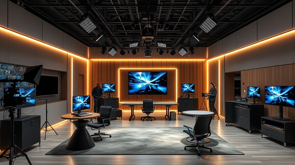 Contemporary television production environment showing modern technology and creative workspace elements in sophisticated interior design
