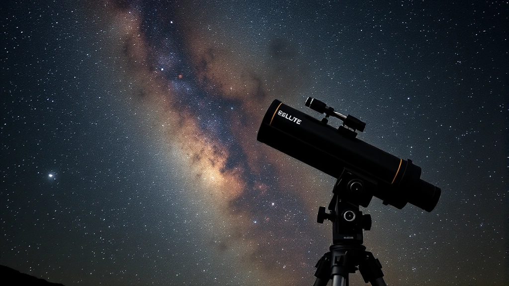An observatory telescope pointing toward a starry night sky with nebulae and cosmic formations, representing theoretical physics and the study of black holes and cosmology