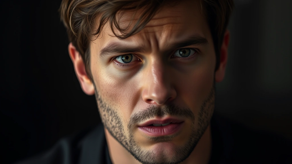 Male actor in character portraying complex emotional state, close-up portrait style photography, contemporary television drama aesthetic, authentic human expression, professional cinematography quality, no text elements