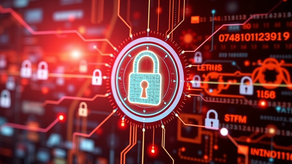 Network security visualization with digital lock icons and encrypted data streams, representing cybersecurity threats and malware protection in online environments