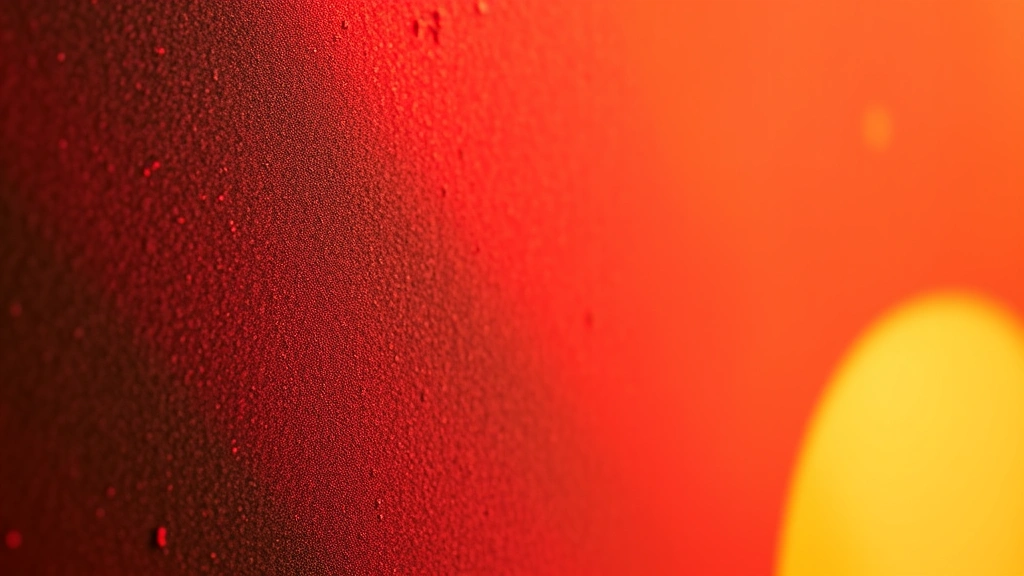 Close-up detail of vintage film poster color palette showing warm golden tones transitioning to deep reds and blacks, texture suggesting quality print materials, artistic composition highlighting color theory principles, no text visible