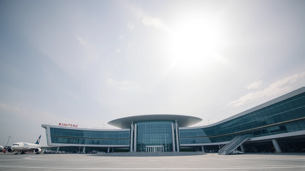 Wide shot of international airport terminal or governmental building exterior representing rendition and global security operations, modern architecture, professional environment suggesting bureaucratic systems
