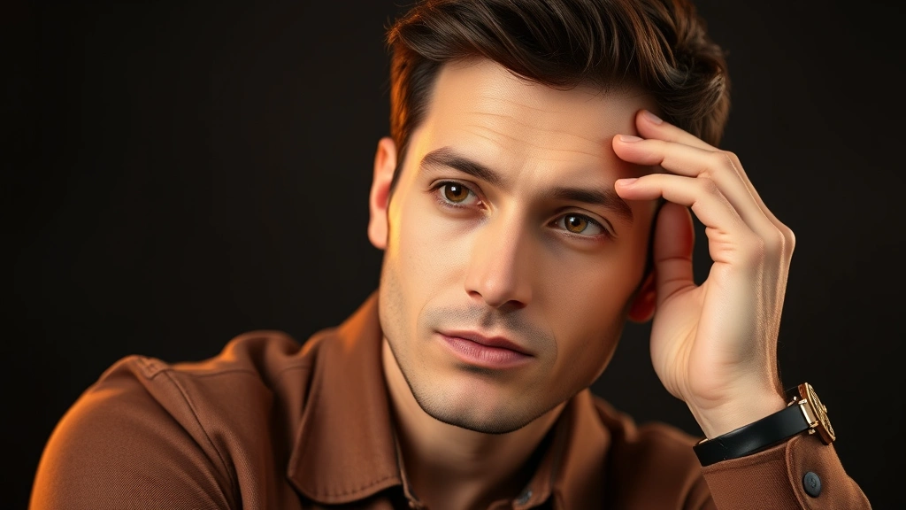 Portrait of accomplished performer in contemplative pose, professional headshot quality, warm studio lighting, confident presence, contemporary entertainment industry aesthetic, authentic emotional expression