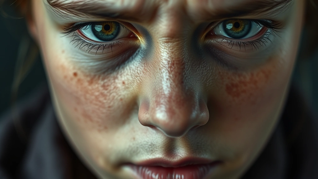 Close-up of a person's face showing conflicted emotions—vulnerability mixed with defensive walls, soft natural lighting, genuine human vulnerability without idealization