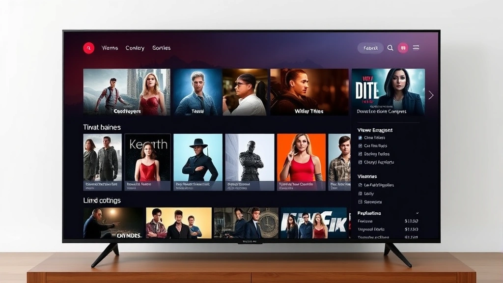 Contemporary streaming platform interface concept showing diverse entertainment content thumbnails, viewer engagement metrics, production complexity visualization, modern minimalist design aesthetic, photorealistic digital media environment, no readable text or specific platform branding