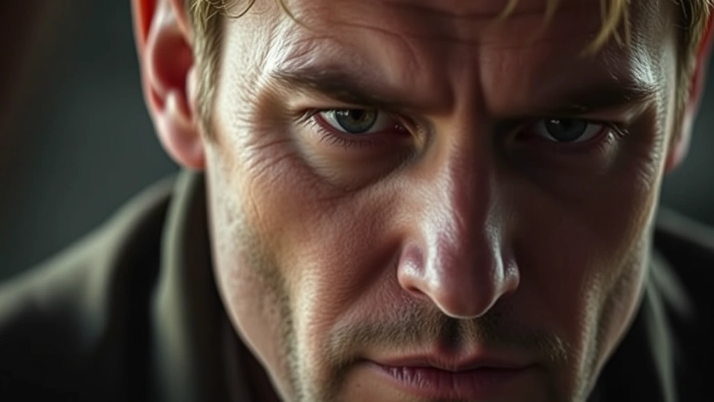 Close-up of actor's face showing subtle emotional expression during dramatic scene, natural lighting, intimate cinematography style, depth of field effect, conveying psychological complexity and authenticity