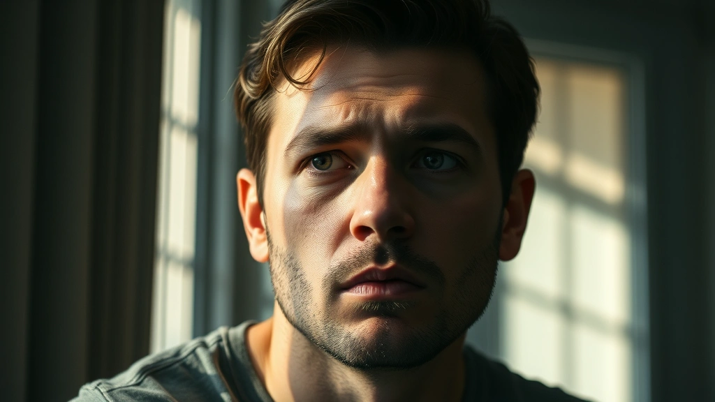 Actor in contemplative moment, natural window lighting, vulnerable emotional expression, modern interior setting, photorealistic portrait capturing psychological depth and internal conflict