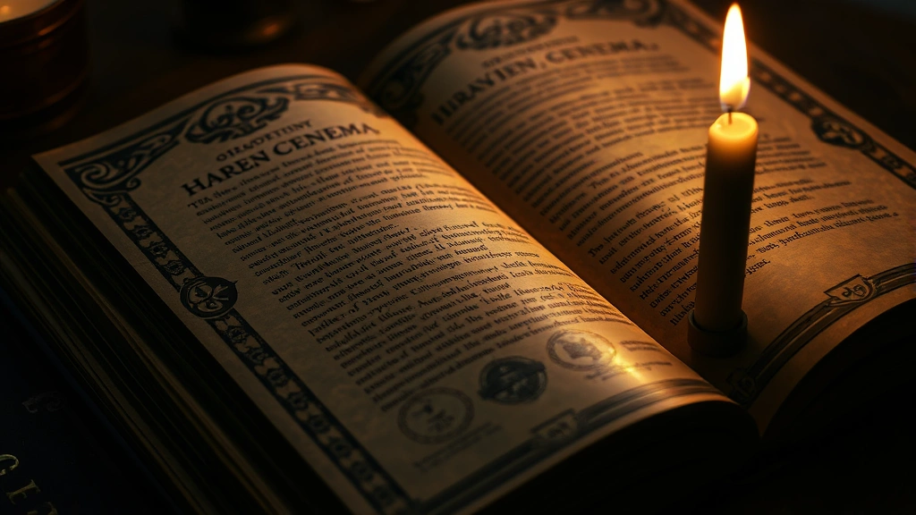 Close-up of ornate spellbook pages with arcane symbols glowing softly, candlelight reflection on aged paper, mysterious magical aura, dark academia aesthetic, photorealistic texture, no legible text or letters