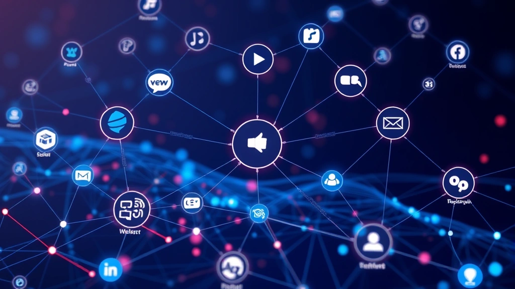 Digital platform ecosystem visualization showing interconnected nodes representing different streaming services, social media platforms, and content distribution channels, abstract network design with flowing connections, professional digital aesthetic, modern technology infrastructure representation, photorealistic digital media landscape
