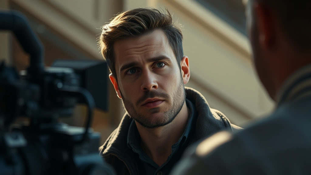 Professional actor in dramatic indie film scene, natural lighting, emotional intensity, thoughtful expression, artistic cinematography aesthetic, no visible text or interfaces